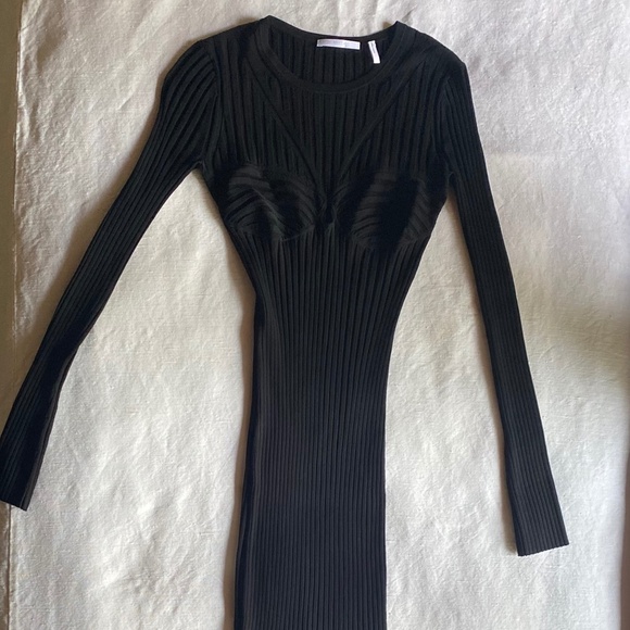 Minimalist Goth Helmut Lang Black Bodycon Dress Urban Witch Sz Small Halloween - Picture 4 of 10
